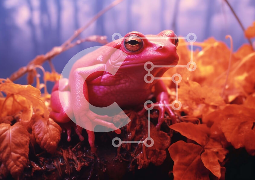 Intra Συλλεκτικό Ξύλινο Παζλ Plywood  4mm - Ροζ βάτραχος στο κολόβωμα πορτοκαλιάς Σε Ξύλινο Κουτί - Διαστάσεις: 10x10 cm – 25 κομμάτια