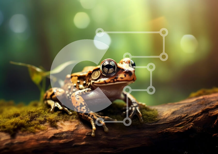 Intra Συλλεκτικό Ξύλινο Παζλ Plywood  4mm - Μικρός βάτραχος στα ποώδη κλαδιά στο δάσος Σε Ξύλινο Κουτί - Διαστάσεις: 10x10 cm – 25 κομμάτια