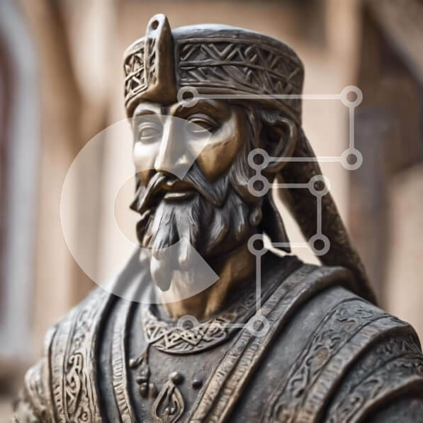 Intra Συλλεκτικό Ξύλινο Παζλ Plywood  4mm - Χάλκινο άγαλμα ενός άνδρα με μακριά μαλλιά και γένια Σε Ξύλινο Κουτί - Διαστάσεις Puzzle: 10x10 cm – 25 κομμάτια