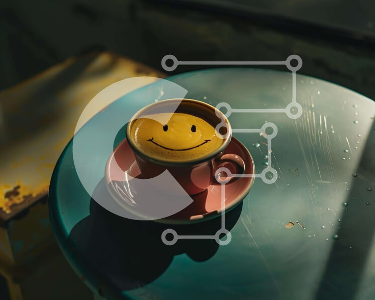 Σετ των 2 Intra Συλλεκτικό Ξύλινο Παζλ Plywood  4mm - Φλιτζάνι καφέ με χαμογελαστό πρόσωπο σε ανάποδο πιατάκι Σε Ξύλινο Κουτί - Διαστάσεις: 10x10 cm – 25 κομμάτια