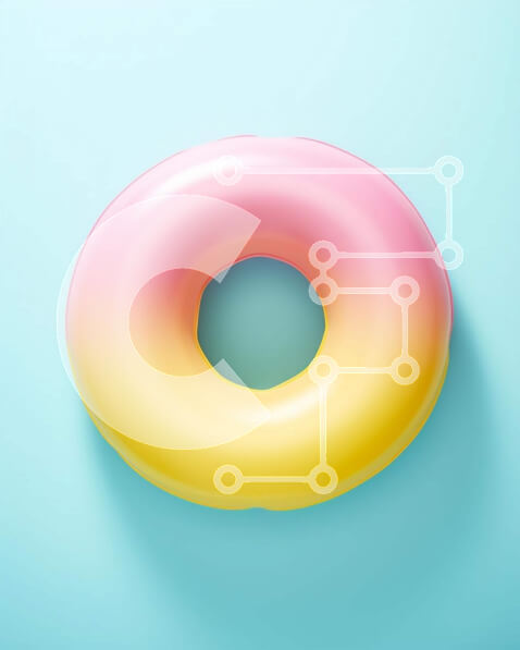 Σετ των 2 Intra Συλλεκτικό Ξύλινο Παζλ Plywood  4mm - Πολύχρωμο ανάποδο κώνο ντόνατ σε μπλε φόντο Σε Ξύλινο Κουτί - Διαστάσεις: 10x10 cm – 25 κομμάτια