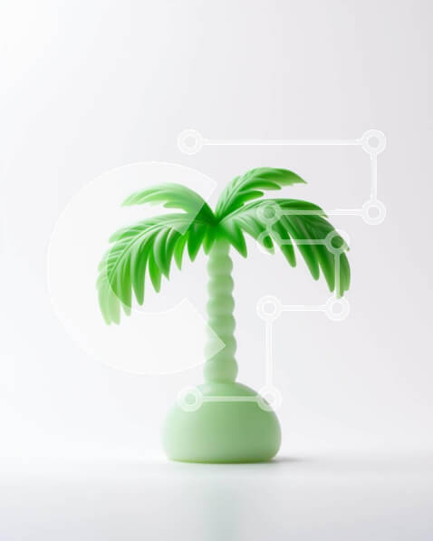 Intra Συλλεκτικό Ξύλινο Παζλ Plywood  4mm - Πράσινος φοίνικας στο λευκό διάστημα Σε Ξύλινο Κουτί - Διαστάσεις: 10x10 cm – 25 κομμάτια