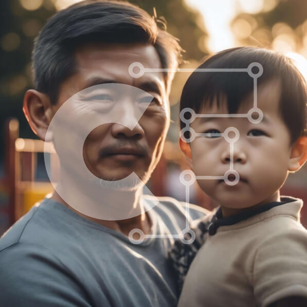 Intra Συλλεκτικό Ξύλινο Παζλ Plywood  4mm - Ασιάτης με παιδί Σε Ξύλινο Κουτί - Διαστάσεις Puzzle: 10x10 cm – 25 κομμάτια