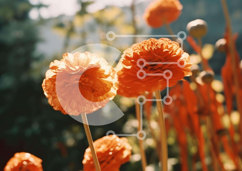 Intra Συλλεκτικό Ξύλινο Παζλ Plywood  4mm - Ζωντανή εμφάνιση ανθισμένων πορτοκαλιών λουλουδιών Σε Ξύλινο Κουτί - Διαστάσεις: 10x10 cm – 25 κομμάτια