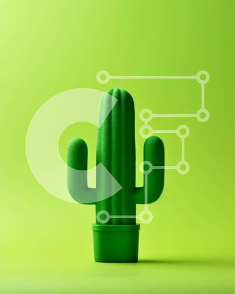 Intra Συλλεκτικό Ξύλινο Παζλ Plywood  4mm - Πράσινο φυτό κάκτων σε πορτοκαλί φόντο Σε Ξύλινο Κουτί - Διαστάσεις: 10x10 cm – 25 κομμάτια