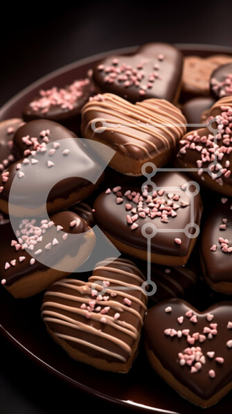 Intra Συλλεκτικό Ξύλινο Παζλ Plywood  4mm - Πιάτο με μπισκότα σε σχήμα καρδιάς καλυμμένα με σοκολάτα με ροζ και λευκά πασπαλίσματα Σε Ξύλινο Κουτί - Διαστάσεις: 10x10 cm – 25 κομμάτια