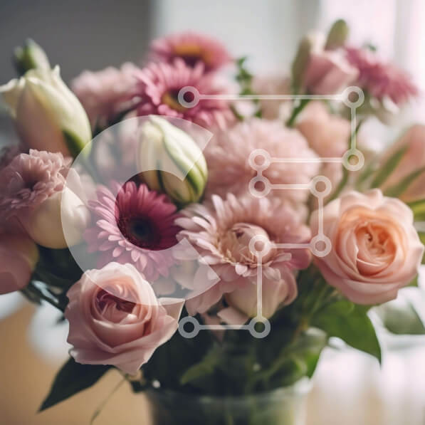 Σετ των 2 Intra Συλλεκτικό Ξύλινο Παζλ Plywood  4mm - Διαυγές βάζο με ροζ και λευκά λουλούδια Σε Ξύλινο Κουτί - Διαστάσεις: 10x10 cm – 25 κομμάτια