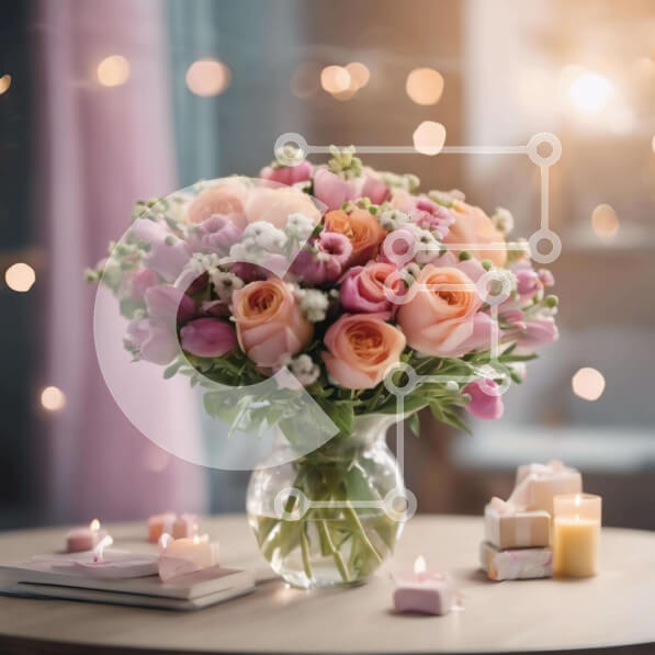 Σετ των 2 Intra Συλλεκτικό Ξύλινο Παζλ Plywood  4mm - Γυάλινο βάζο με ροζ και ροδακινί τριαντάφυλλα, κεριά και βιβλία Σε Ξύλινο Κουτί - Διαστάσεις: 10x10 cm – 25 κομμάτια