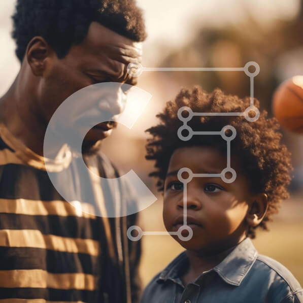 Intra Συλλεκτικό Ξύλινο Παζλ Plywood  4mm - Πατέρας και γιος παίζουν μπάσκετ Σε Ξύλινο Κουτί - Διαστάσεις Puzzle: 10x10 cm – 25 κομμάτια