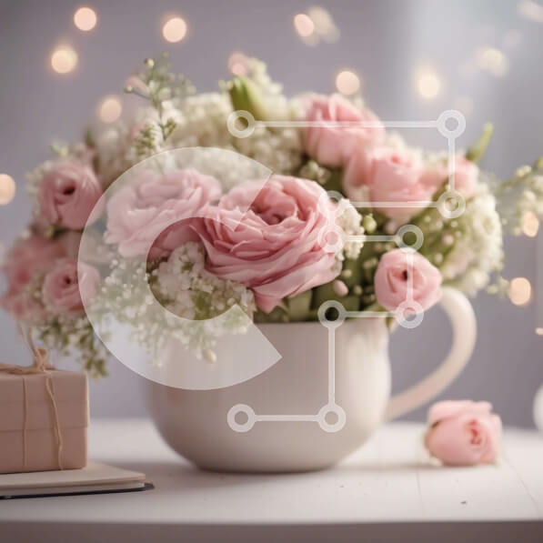 Σετ των 2 Intra Συλλεκτικό Ξύλινο Παζλ Plywood  4mm - Ροζ τριαντάφυλλα σε βάζο με κουτί δώρου και φωτάκια Σε Ξύλινο Κουτί - Διαστάσεις: 10x10 cm – 25 κομμάτια