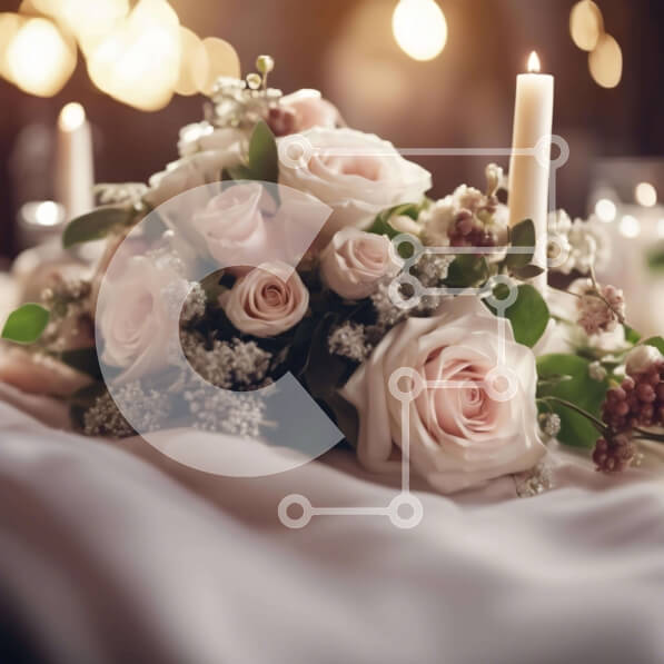 Σετ των 2 Intra Συλλεκτικό Ξύλινο Παζλ Plywood  4mm - Μπουκέτο με ροζ και λευκά τριαντάφυλλα σε κομψά διακοσμημένο τραπέζι Σε Ξύλινο Κουτί - Διαστάσεις: 10x10 cm – 25 κομμάτια