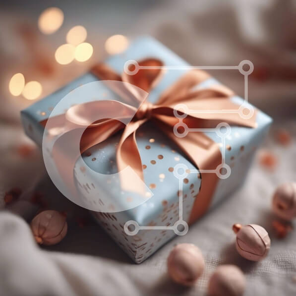 Intra Συλλεκτικό Ξύλινο Παζλ Plywood  4mm - Εορταστικό κουτί δώρου Χριστουγέννων σε πορτοκαλί κουβέρτα Σε Ξύλινο Κουτί - Διαστάσεις: 10x10 cm – 25 κομμάτια