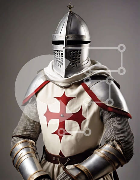 Intra Συλλεκτικό Ξύλινο Παζλ Plywood  4mm - Μεσαιωνικός ιππότης με πανοπλία με σιδερένιο σταυρό Σε Ξύλινο Κουτί - Διαστάσεις Puzzle: 10x10 cm – 25 κομμάτια