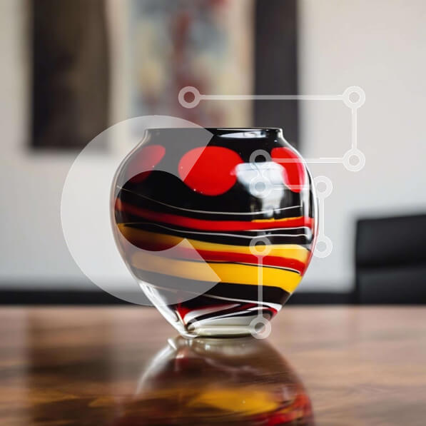 Intra Συλλεκτικό Ξύλινο Παζλ Plywood  4mm - Πολύχρωμο βάζο σε δρύινο ξύλινο τραπέζι Σε Ξύλινο Κουτί - Διαστάσεις: 10x10 cm – 25 κομμάτια