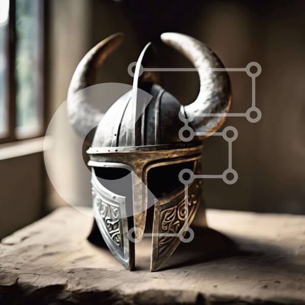 Intra Συλλεκτικό Ξύλινο Παζλ Plywood  4mm - Κράνος Βίκινγκ σε ξύλινο τραπέζι Σε Ξύλινο Κουτί - Διαστάσεις: 10x10 cm – 25 κομμάτια