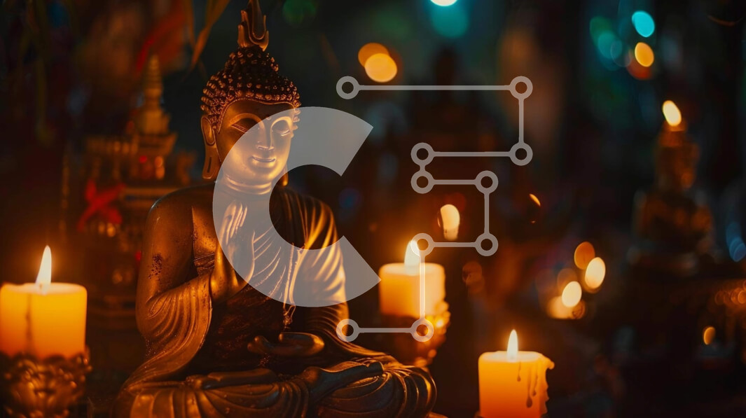 Intra Συλλεκτικό Ξύλινο Παζλ Plywood  4mm - Διαλογιστικό άγαλμα και κεριά του Βούδα Σε Ξύλινο Κουτί - Διαστάσεις Puzzle: 10x10 cm – 25 κομμάτια