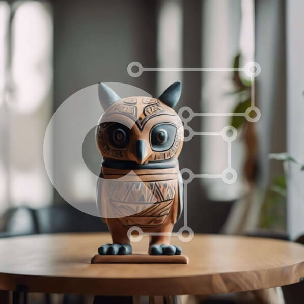 Intra Συλλεκτικό Ξύλινο Παζλ Plywood  4mm - Ξύλινο ειδώλιο κουκουβάγιας σε ξύλινο τραπέζι Σε Ξύλινο Κουτί - Διαστάσεις: 10x10 cm – 25 κομμάτια