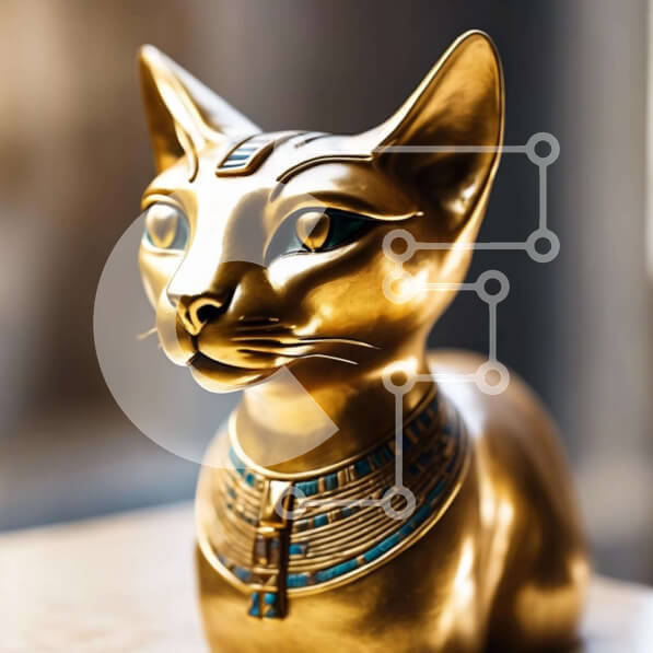 Intra Συλλεκτικό Ξύλινο Παζλ Plywood  4mm - Εκλεκτής ποιότητας χρυσό άγαλμα αιγυπτιακής γάτας Σε Ξύλινο Κουτί - Διαστάσεις Puzzle: 10x10 cm – 25 κομμάτια