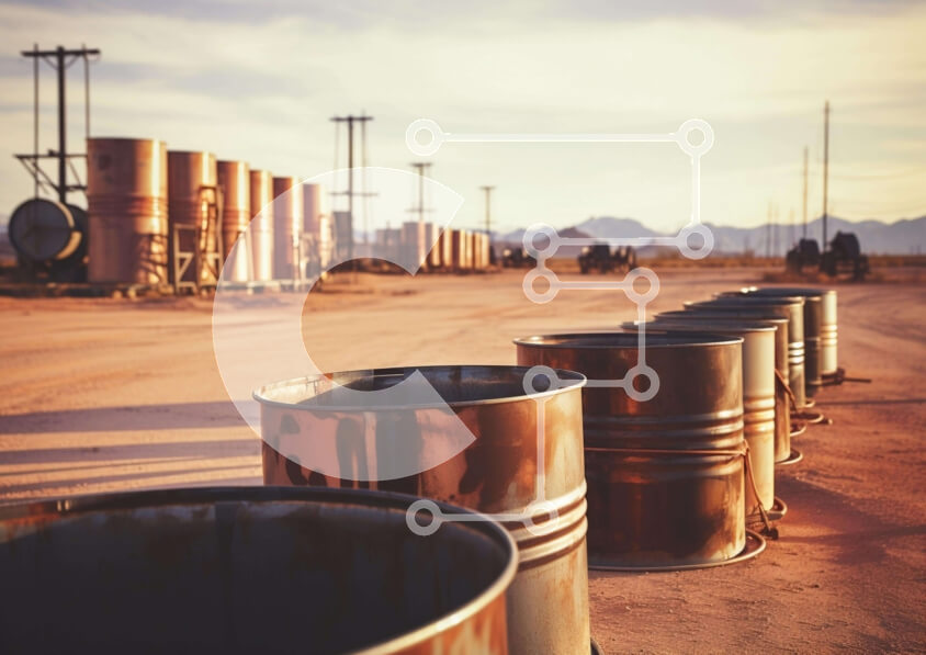 Intra Συλλεκτικό Ξύλινο Παζλ Plywood  4mm - Σκουριασμένα βαρέλια και μεταλλικές δεξαμενές σε βιομηχανικό περιβάλλον Σε Ξύλινο Κουτί - Διαστάσεις Puzzle: 10x10 cm – 25 κομμάτια