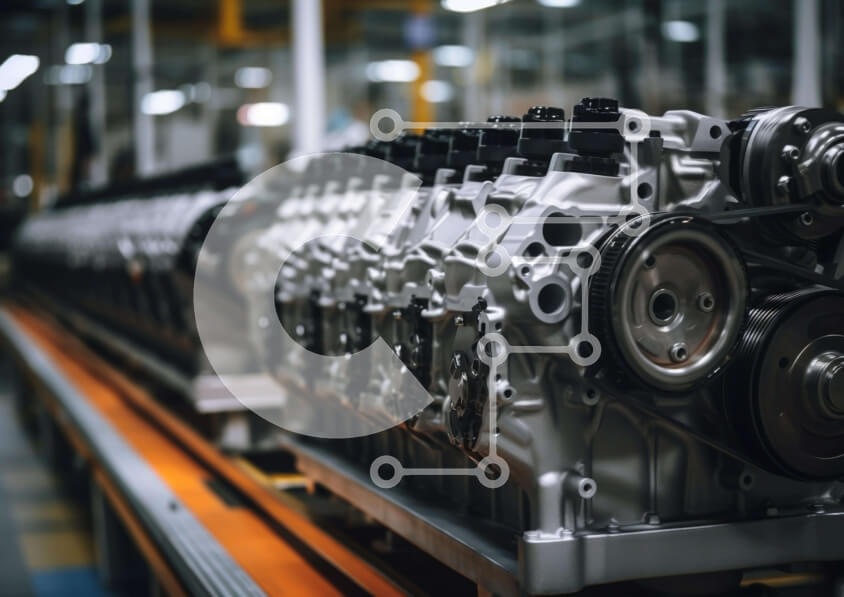 Intra Συλλεκτικό Ξύλινο Παζλ Plywood  4mm - Γραμμή συναρμολόγησης κινητήρα Σε Ξύλινο Κουτί - Διαστάσεις Puzzle: 10x10 cm – 25 κομμάτια