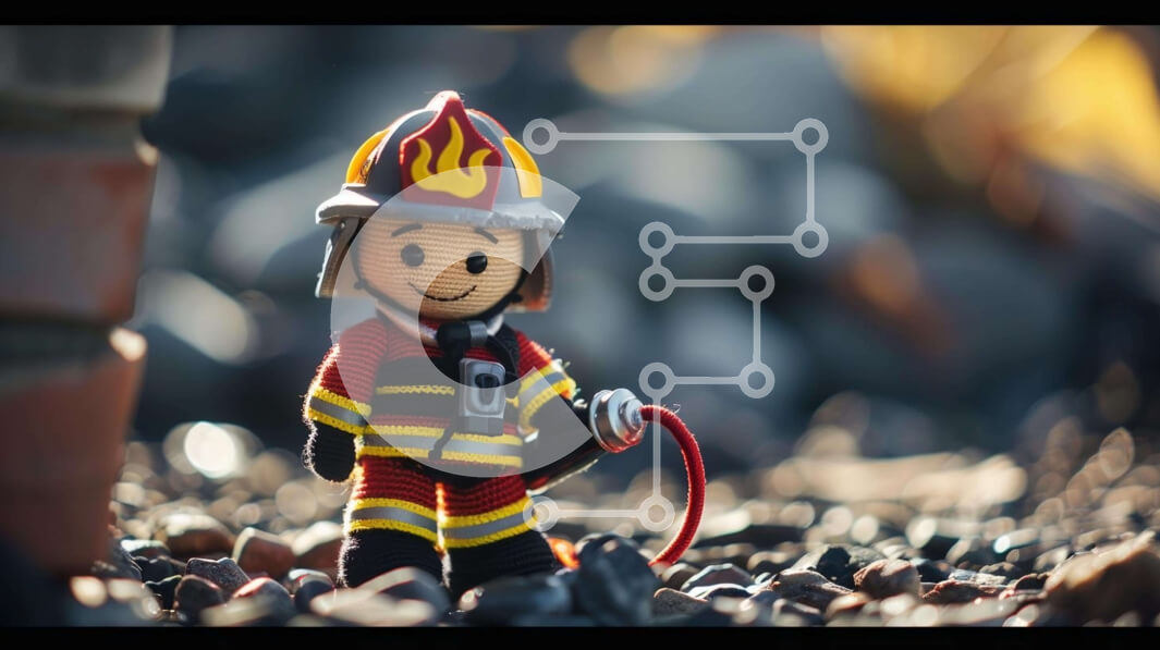 Intra Συλλεκτικό Ξύλινο Παζλ Plywood  4mm - Παιχνίδι Πυροσβέστης Ειδώλιο κατάσβεσης πυρκαγιάς Σε Ξύλινο Κουτί - Διαστάσεις: 10x10 cm – 25 κομμάτια