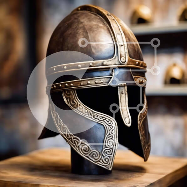 Intra Συλλεκτικό Ξύλινο Παζλ Plywood  4mm - Ιστορικό κράνος από τον Μεσαίωνα Σε Ξύλινο Κουτί - Διαστάσεις Puzzle: 10x10 cm – 25 κομμάτια