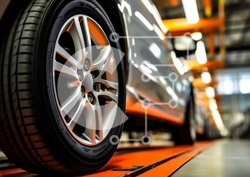 Intra Συλλεκτικό Ξύλινο Παζλ Plywood  4mm - Σκηνή μεταφοράς: Λευκό αυτοκίνητο στη γραμμή συναρμολόγησης Σε Ξύλινο Κουτί - Διαστάσεις Puzzle: 10x10 cm – 25 κομμάτια