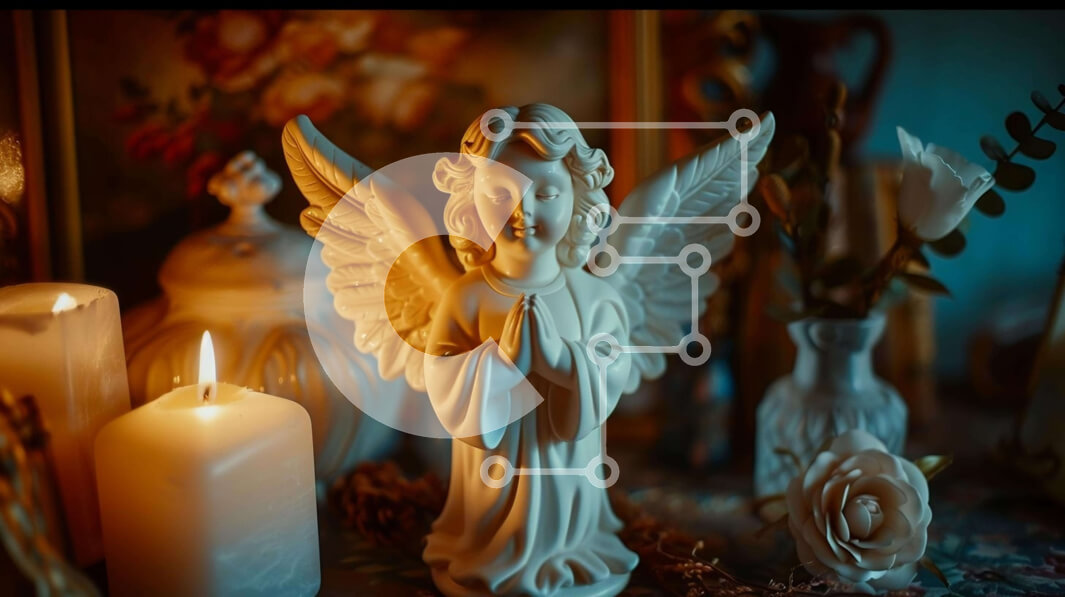 Intra Συλλεκτικό Ξύλινο Παζλ Plywood  4mm - Άγαλμα Λευκού Αγγέλου και διακόσμηση σε ένα γαλήνιο δωμάτιο Σε Ξύλινο Κουτί - Διαστάσεις Puzzle: 10x10 cm – 25 κομμάτια