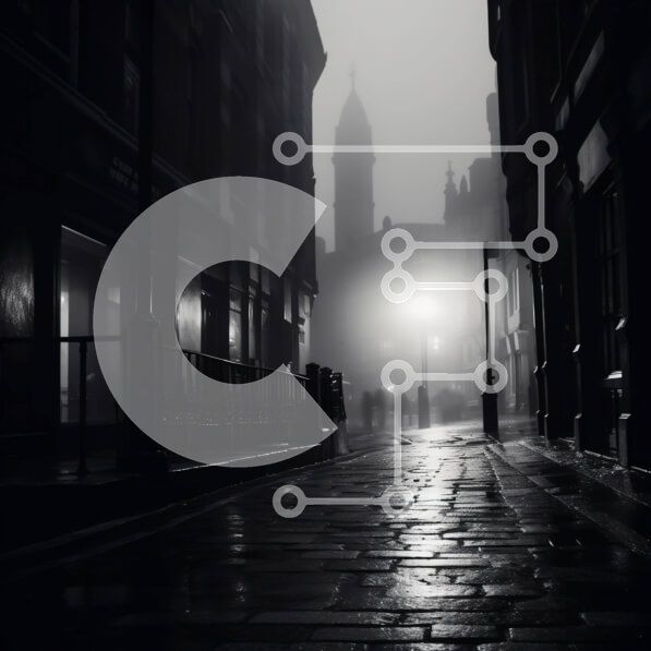 Intra Συλλεκτικό Ξύλινο Παζλ Plywood  4mm - Σκοτεινό δρομάκι με ανθρώπους που περπατούν τη νύχτα Σε Ξύλινο Κουτί - Διαστάσεις Puzzle: 10x10 cm – 25 κομμάτια