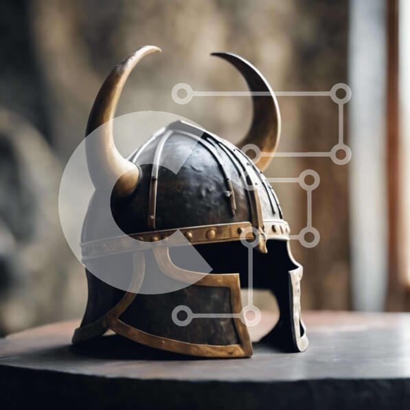 Intra Συλλεκτικό Ξύλινο Παζλ Plywood  4mm - Κράνος αντίκα Βίκινγκ σε ξύλινο τραπέζι Σε Ξύλινο Κουτί - Διαστάσεις Puzzle: 10x10 cm – 25 κομμάτια