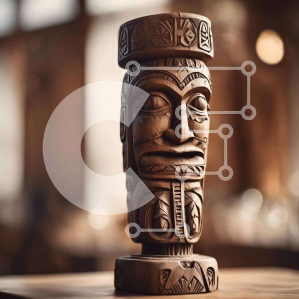 Intra Συλλεκτικό Ξύλινο Παζλ Plywood  4mm - Ξύλινο άγαλμα Tiki Totem Σε Ξύλινο Κουτί - Διαστάσεις: 10x10 cm – 25 κομμάτια