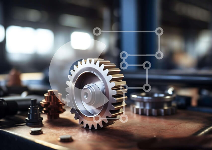 Intra Συλλεκτικό Ξύλινο Παζλ Plywood  4mm - Βιομηχανικά γρανάζια και μεταλλικά εξαρτήματα Σε Ξύλινο Κουτί - Διαστάσεις Puzzle: 10x10 cm – 25 κομμάτια