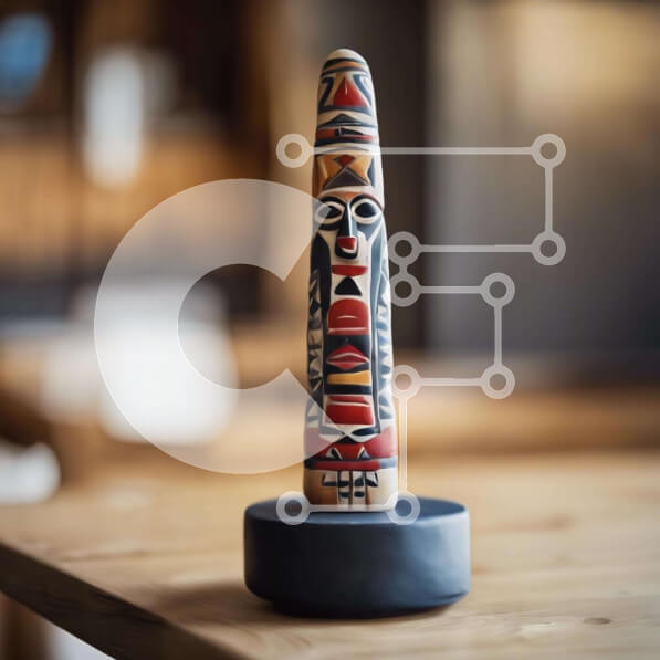 Intra Συλλεκτικό Ξύλινο Παζλ Plywood  4mm - Ξύλινο τοτέμ με ιθαγενές σχέδιο Σε Ξύλινο Κουτί - Διαστάσεις Puzzle: 10x10 cm – 25 κομμάτια