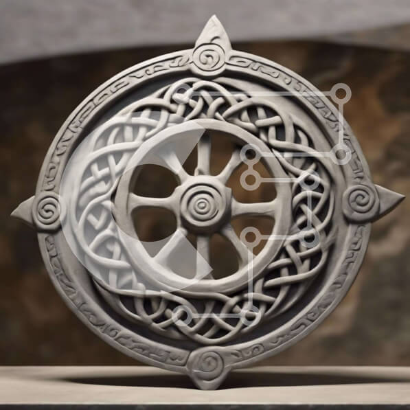 Intra Συλλεκτικό Ξύλινο Παζλ Plywood  4mm - Τροχός με κελτική έμπνευση: Αρχαία τέχνη στην πέτρα Σε Ξύλινο Κουτί - Διαστάσεις Puzzle: 10x10 cm – 25 κομμάτια