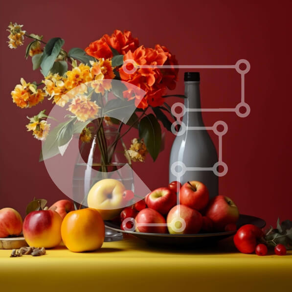 Σετ των 2 Intra Συλλεκτικό Ξύλινο Παζλ Plywood  4mm - Παρουσίαση διαφόρων φρούτων και κρασιού Σε Ξύλινο Κουτί - Διαστάσεις: 10x10 cm – 25 κομμάτια