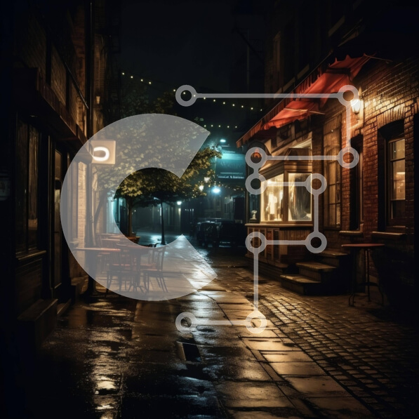 Intra Συλλεκτικό Ξύλινο Παζλ Plywood  4mm - Σκοτεινό δρομάκι με τραπέζια και καρέκλες Σε Ξύλινο Κουτί - Διαστάσεις Puzzle: 10x10 cm – 25 κομμάτια