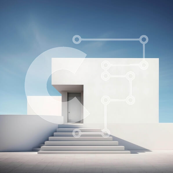 Intra Συλλεκτικό Ξύλινο Παζλ Plywood  4mm - Λευκό κτίριο με σκαλοπάτια και ανοιχτή πόρτα Σε Ξύλινο Κουτί - Διαστάσεις Puzzle: 10x10 cm – 25 κομμάτια