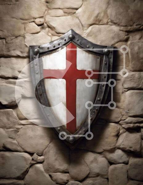 Intra Συλλεκτικό Ξύλινο Παζλ Plywood  4mm - Ασπίδα μεσαιωνικού στυλ σε παλιό πέτρινο κτήριο Σε Ξύλινο Κουτί - Διαστάσεις Puzzle: 10x10 cm – 25 κομμάτια