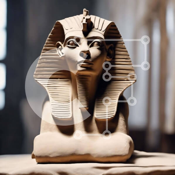 Intra Συλλεκτικό Ξύλινο Παζλ Plywood  4mm - Πήλινη προτομή του Αρχαίου Αιγυπτιακού Φαραώ Σε Ξύλινο Κουτί - Διαστάσεις Puzzle: 10x10 cm – 25 κομμάτια