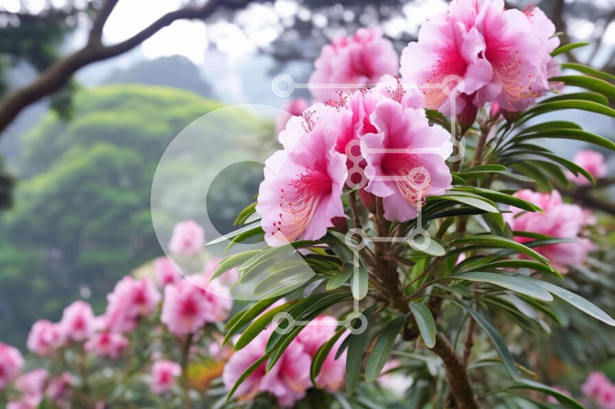 Intra Συλλεκτικό Ξύλινο Παζλ Plywood  4mm - Ζωντανά ροζ λουλούδια σε έναν καταπράσινο κήπο Σε Ξύλινο Κουτί - Διαστάσεις: 10x10 cm – 25 κομμάτια