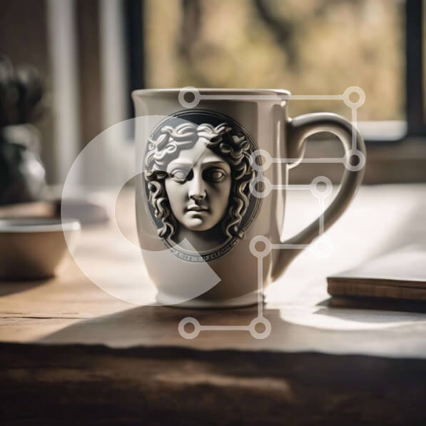 Intra Συλλεκτικό Ξύλινο Παζλ Plywood  4mm - Κούπα καφέ με εικόνα Αφροδίτης Σε Ξύλινο Κουτί - Διαστάσεις: 10x10 cm – 25 κομμάτια