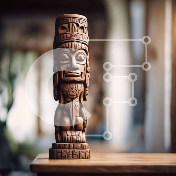 Intra Συλλεκτικό Ξύλινο Παζλ Plywood  4mm - Ξύλινος πόλος τοτέμ σε ημιτελές τραπέζι Σε Ξύλινο Κουτί - Διαστάσεις Puzzle: 10x10 cm – 25 κομμάτια