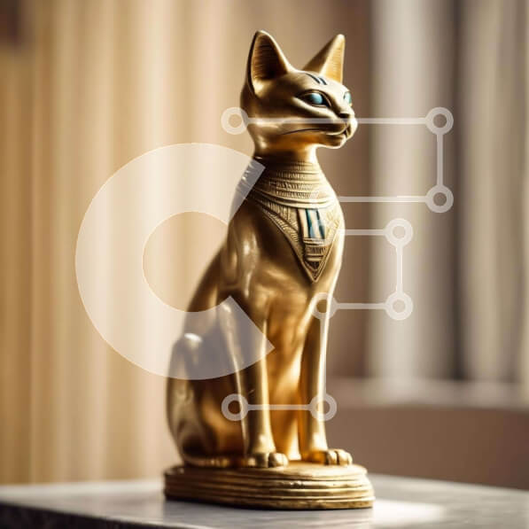 Intra Συλλεκτικό Ξύλινο Παζλ Plywood  4mm - Χρυσό άγαλμα γάτας στο τραπέζι από ανοιχτό παράθυρο Σε Ξύλινο Κουτί - Διαστάσεις: 10x10 cm – 25 κομμάτια