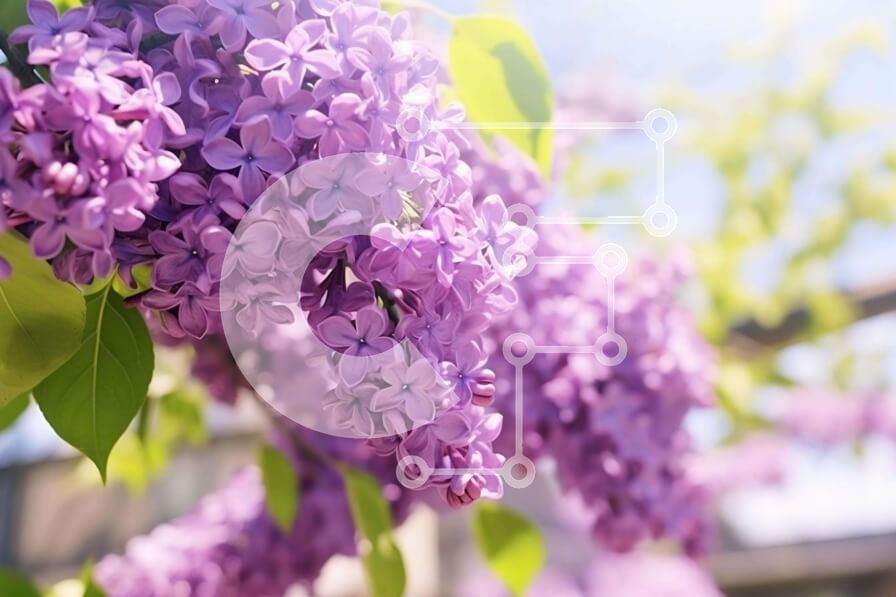 Intra Συλλεκτικό Ξύλινο Παζλ Plywood  4mm - Μωβ λιλά λουλούδια που ανθίζουν σε ένα κλαδί δέντρου Σε Ξύλινο Κουτί - Διαστάσεις: 10x10 cm – 25 κομμάτια