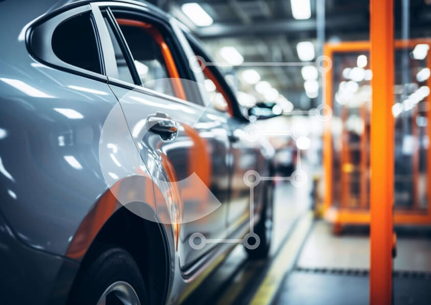 Intra Συλλεκτικό Ξύλινο Παζλ Plywood  4mm - Γκρι γραμμή συναρμολόγησης αυτοκινήτου Σε Ξύλινο Κουτί - Διαστάσεις Puzzle: 10x10 cm – 25 κομμάτια