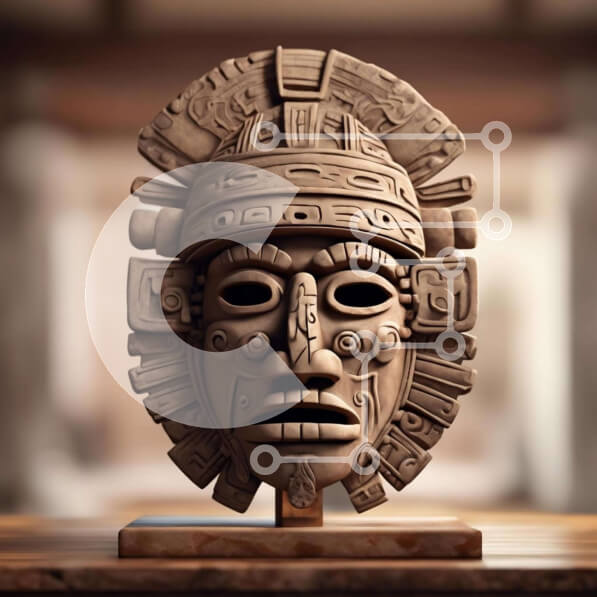 Intra Συλλεκτικό Ξύλινο Παζλ Plywood  4mm - Μάσκα πηλού εμπνευσμένη από τους Αζτέκους σε ξύλινη βάση Σε Ξύλινο Κουτί - Διαστάσεις Puzzle: 10x10 cm – 25 κομμάτια