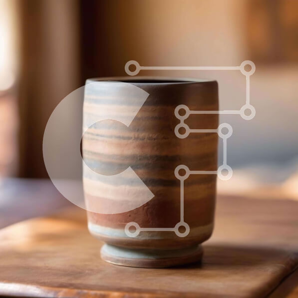 Intra Συλλεκτικό Ξύλινο Παζλ Plywood  4mm - Χειροποίητο Κεραμικό Κύπελλο σε ξύλινη σανίδα κοπής Σε Ξύλινο Κουτί - Διαστάσεις: 10x10 cm – 25 κομμάτια