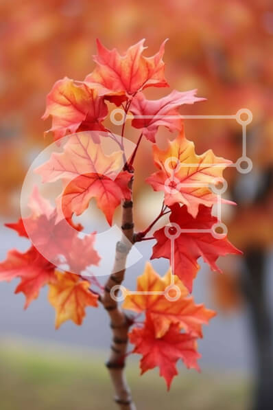 Σετ των 2 Intra Συλλεκτικό Ξύλινο Παζλ Plywood  4mm - Σφενδάμι με κόκκινα και κίτρινα φύλλα Σε Ξύλινο Κουτί - Διαστάσεις: 10x10 cm – 25 κομμάτια