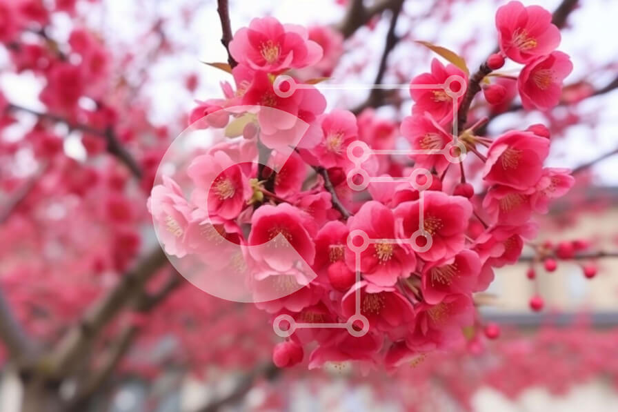 Intra Συλλεκτικό Ξύλινο Παζλ Plywood  4mm - Ροζ ανθισμένη κερασιά την άνοιξη Σε Ξύλινο Κουτί - Διαστάσεις: 10x10 cm – 25 κομμάτια