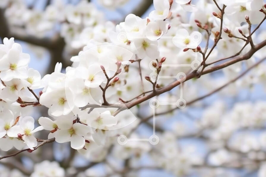 Intra Συλλεκτικό Ξύλινο Παζλ Plywood  4mm - Γκρο πλαν εικόνα του δέντρου με λευκά λουλούδια Σε Ξύλινο Κουτί - Διαστάσεις: 10x10 cm – 25 κομμάτια